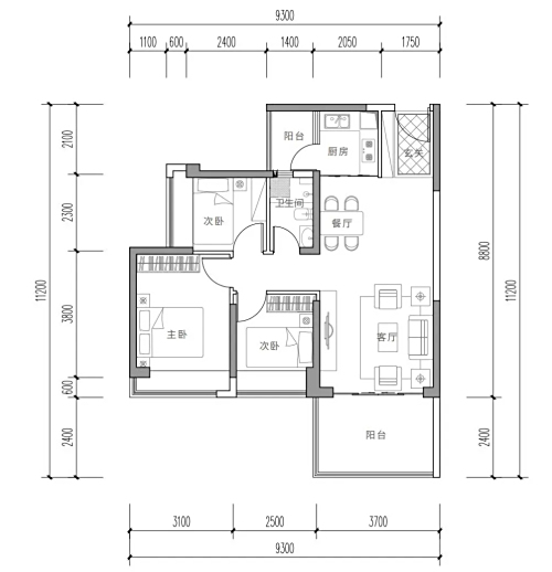 73-84平3房2廳1衛